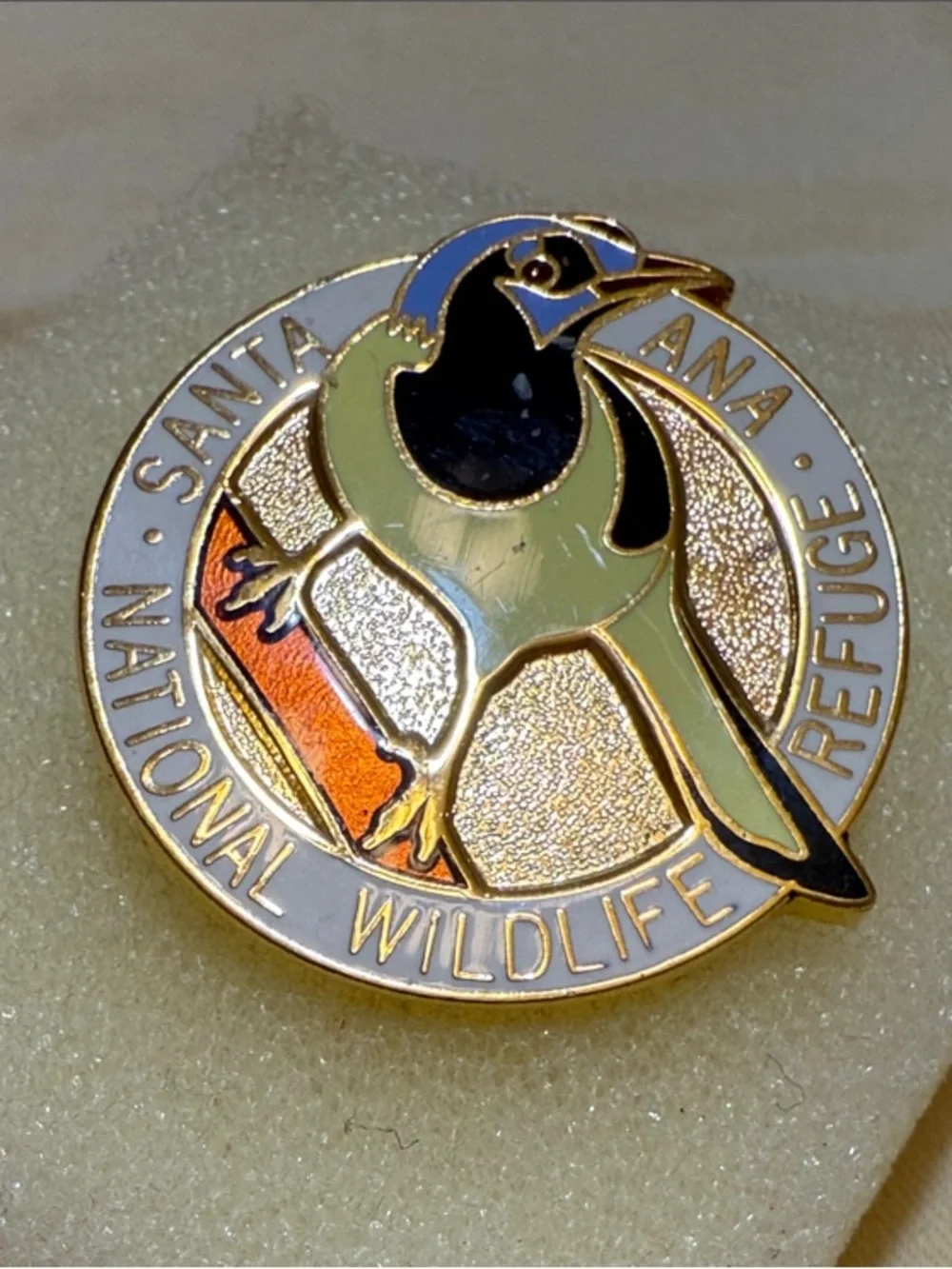 Impressions Gold-Tone Enamel Bird Brooch with Green, Black & Blue Accents